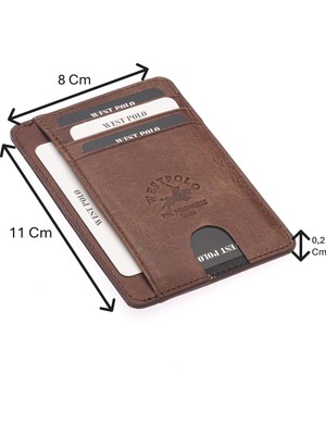 Westpolo Hakiki Eskitme Deri Kağıt Para Bölmeli Unisex Kartlık - Kapuçino