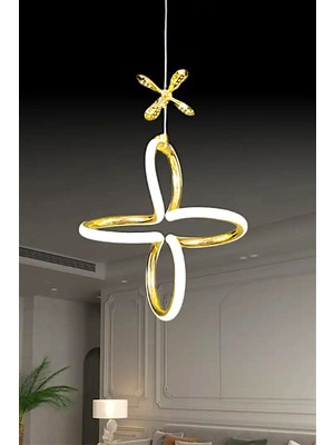 Ece Aydınlatma Bronx Gold Kaplama 3 Renk Ledli Modern Özel Tasarım Sarkıt Ledli Avize - Kumandasız