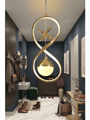 Ece Aydınlatma Jala Gold Kaplama 3 Renk Işıklı Özel Tasarım Sarkıt LED Avize-Kumandasız