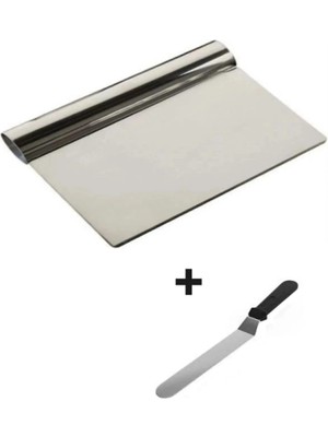 Nexgen 2li Set Hamur Şekillendirici Eğik Pasta Spatulası +Metal Hamur Kesici Kazıyıcı Spatula