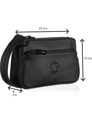 Westpolo Vegan Deri Unisex El Çantası Portföy - Siyah