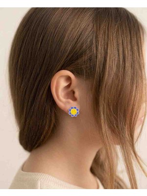 Generic Şık Tasarım 925 Ayar Gümüş Mineli Çocuk Küpe- Mor Çiçek Model.