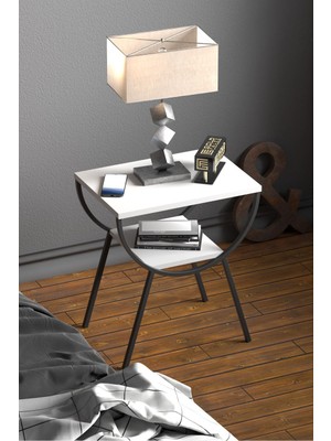 Gold Falez Yan Sehpa Komodin Metal Ayak Çift Gold Krem 1978