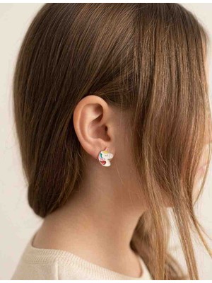 Generic Şık Tasarım 925 Ayar Gümüş Mineli Çocuk Küpe- Unicorn Model