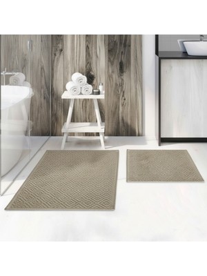 Larissmoon Loomx Banyo Paspası 2’li Set Yıkanabilir Dokuma Yüzey Kaymaz Taban Banyo Halısı Paspas