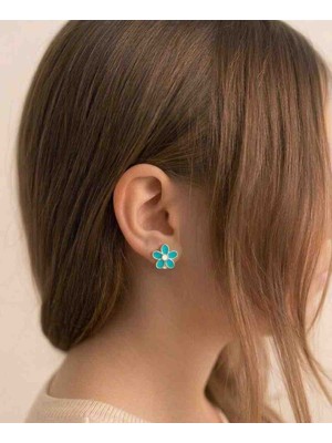 Generic Şık Tasarım 925 Ayar Gümüş Mineli Çocuk Küpe- Çiçek Model.