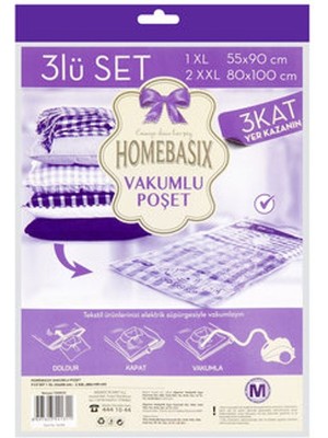 1 Adet Homebasix Vakumlu Hurç 3'lü Set ( 1xl - 2xxl)