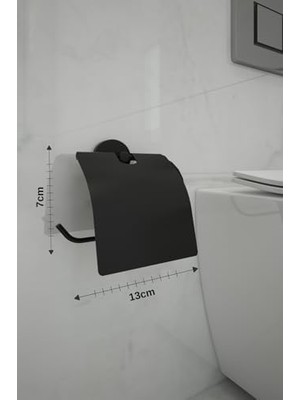 Banyo Siyah Kapaklı Tuvalet Kağıtlığı Tuvalet Kağıdı Askısı - Delmeye Son Ister Yapıştır Ister Montajla