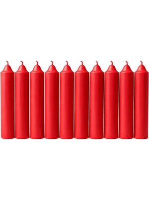 10’lu Kırmızı Dilek Mumu Seti – Kaliteli ve Pürüzsüz Dış Yapılı, Içten Yanan Fitilli, Silindir Blok Tasarımlı, Dekoratif ve Ritüel Kullanımına Uygun Mumlar