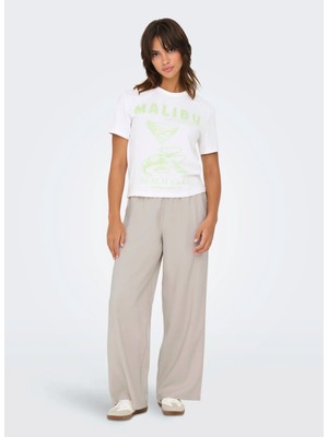 Only Ekru Kadın Normal Fit Pantolon Onlarıs Lıfe Hw Pull-Up Pant cc Wvn