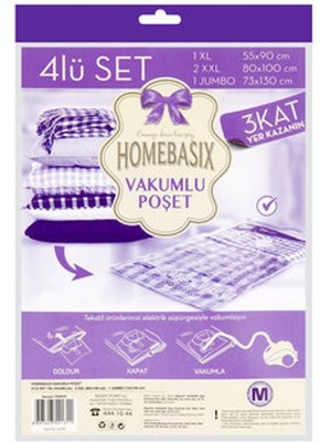 4 Adet Homebasix Vakumlu Hurç 4'lü Set (Xl - 2xxl - Jumbo)