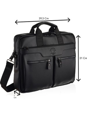 Westpolo Vegan Deri Şık ve Fonksiyonel Erkek Evrak Çantası - Siyah