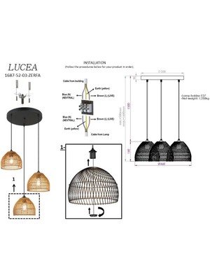 Zerf Üçlü Siyah Avize