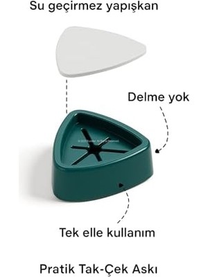 Pratik Tak-Çek Askı 3'lü Paket, Güçlü Yapışkanlı Mutfak Bez Askısı, Banyo Lif Tutucu ve Havlu Askısı, Delme Gerektirmeyen Kolay Montaj, Çok Amaçlı Banyo Mutfak Duvar Organizeri Seti