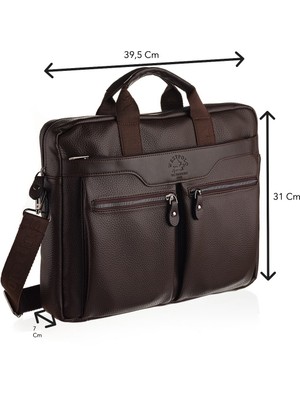 Westpolo Vegan Deri Şık ve Fonksiyonel Erkek Evrak Çantası - Kahverengi