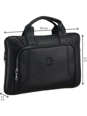 Westpolo Vegan Deri Şık ve Fonksiyonel Unisex Evrak Çantası - Siyah