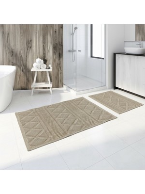 Larissmoon Loomx Banyo Paspası 2’li Set Yıkanabilir Dokuma Yüzey Kaymaz Taban Banyo Halısı Paspas