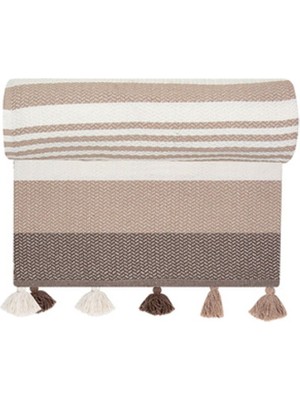 4 Adet Samteks Koltuk Şalı Kahve Bej 170 x 205