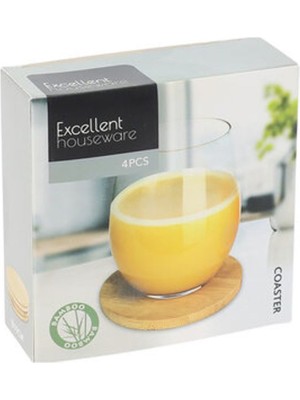 4 Adet Koopman Excellent Ahşap Bardak Altlığı