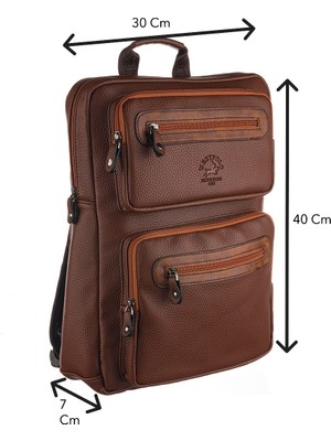 Westpolo Vegan Deri Şık ve Fonksiyonel Unisex Sırt Çantası - Fındık