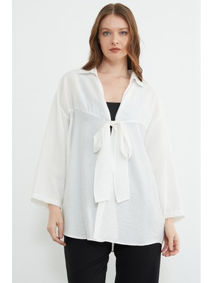 FullaModa Önden Bağlamalı Krinkıl Kimono
