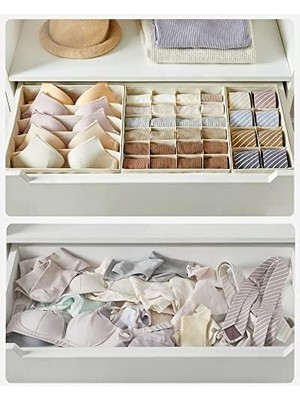 Iç Çamaşırı Düzenleyici 8'li Set, Çekmece Düzenleyici, Katlanabilir, Elbise Dolabı, Saklama Kutusu, Kumaş Kutular, Saklama, Sütyen, Çorap, Kravat Için, Bej RUS008M01