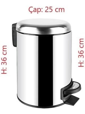 Paslanmaz Pedallı Çöp Kovası Krom 12 Lt (000302)