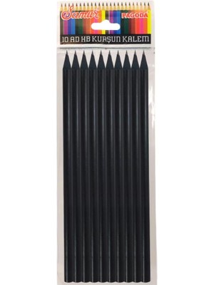 Siyah Lata Yuvarlak Kurşun Kalem Seti, 10 Adet