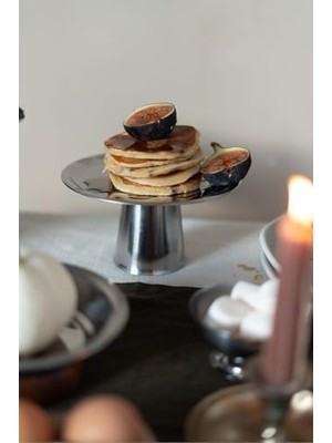 & Yüksek Metal Ayaklı 18 cm Metal Dekoratif Yuvarlak Servis/sunum Tabak Stand