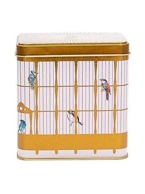 Bird Cage Desenli Kare Metal Saklama Kabı 9x9 cm (Bird Cage)