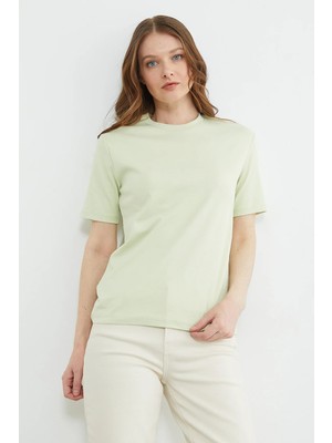 FullaModa Basic Bisiklet Yaka Salaş Tişört