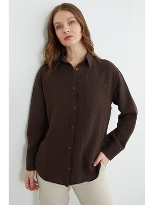 FullaModa Tek Cepli Müslin Kumaş Salaş Gömlek