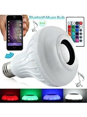 Gece Lambası Bluetooth Hoparlör Rgb Ledli Lamba Kumandalı Mp3 Çalar Ampul Renkli Ampul, , Tek Ebat