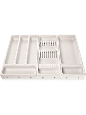 Flexispace 899430 Mutfak Gereçleri Için Çekmece Düzenleyici, Plastik, Beyaz, 37 x 22 x 4,5 cm