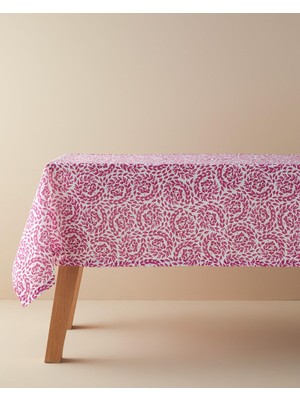 Carnival Floral Polyester Masa Örtüsü Fuşya