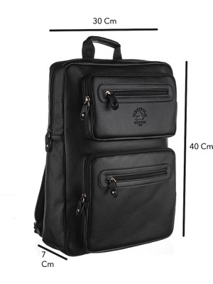 Westpolo Vegan Deri Şık ve Fonksiyonel Unisex Sırt Çantası - Siyah