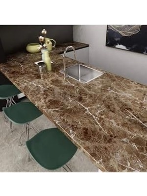 Mermer Desenli Masa Tezgah Mutfak Su Geçirmez Yapışkanlı Folyo Kahverengi 5x0,6m