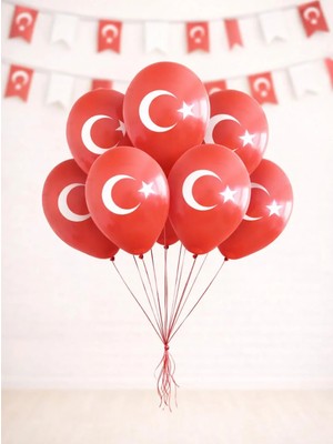 Türk Bayrağı Ay Yıldız Baskılı Balon – Kalisan Milli Bayram Balonu 12 Inc 100'LÜ