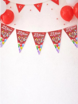 Parti Adresi 23 Nisan Üçgen Flama Bayrak  – Sınıf Okul Milli Bayram Dekoru