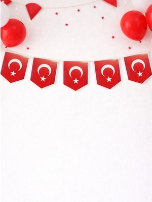 Parti Adresi Türk Bayraklı Flama Banner Süsü  – Milli Bayram Okul Sınıf Süsleme
