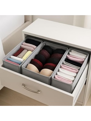 4 Adet Tek Boy Katlanabilir Çekmece Organizer Seti | Dolap Içi Saklama Kutusu | Iç Giyim, Çorap ve Aksesuar Düzenleyici | Telli Dik Duruş Sağlayan Kumaş Dolap Düzenleyici 30X15X12.5CM