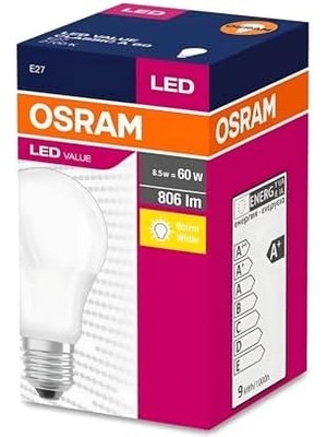 10'lu LED Value CLA60 8.5W 827 2700K Sarı E27 LED Ampul