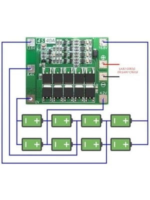 Micron 4s 40A Bms 18650 Lityum Pil Şarj Koruma Devresi - 16.8V