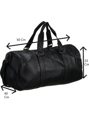 Westpolo Vegan Deri Şık ve Fonksiyonel Seyahat Valiz ve Modern Erkek Spor Çantası - Siyah