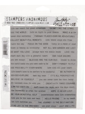 Tim Holtz - Anon CMS394 Tıny Tim Holtz Stamp Clıng Rbbr Damga Seti, Küçük Metinli, Tek Boy