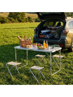 Store Mania 4 Sandalyeli Katlanabilir Masa Seti STRMIA-RSTTT34