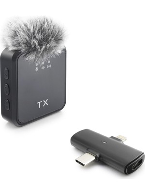 Emh Store F15 Type-C + Lightning Kablosuz Yaka Mikrofonu - Siyah