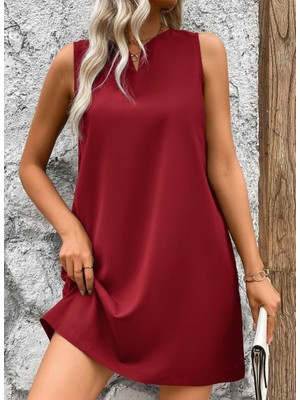 Nova Epoxy Art Kadın Askılı V Yakalı Geniş Kesim Detaylı Kısa Janjan Krep Elbise