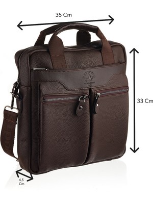Westpolo Vegan Deri Laptop Bölmeli Erkek Postacı Çantası (13 Inc) - Kahverengi