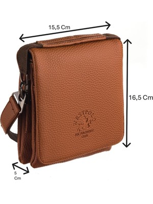 Westpolo Vegan Deri Omuz Askılı Fermuarlı ve Mıknatıslı Erkek Postacı Çantası - Taba